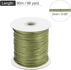 MECCANIXITY Waxed Cord 2mm Waxed Polyester Cord 98 Yard Wax String for Bracelet Making, Necklaces, Beading, Jewelry Making and DIY Crafts(Army Green)
