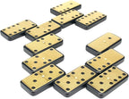 Bucher&Rossini Metal Surface Dominoes Set Double 6 for Adults and Kids - Classic 28Pieces Gold Metal Surface Domino's Game Set Idea Gift Present for Domino Players or Family Game Night