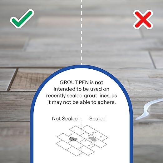 Grout Pen Light Grey Tile Paint Marker: Waterproof Grout Paint, Tile Grout Colorant and Sealer Pen - Light Grey, Narrow 5mm Tip (7mL)