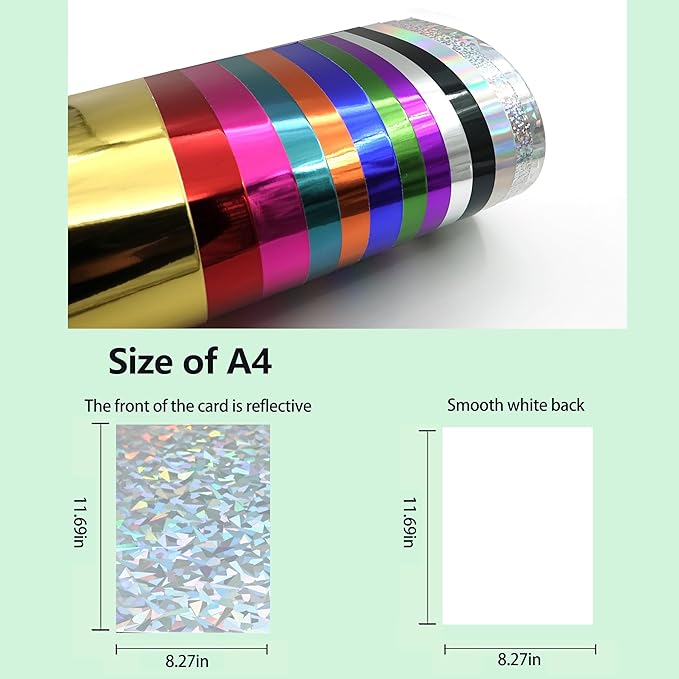 TGXRZX Metallic Cardstock Paper,holographic cardstock,Size 8 "x 11" (250gsm),15PCS,Mirror Finish Gold Foil Board for Crafting,Invitations,and Decorations,Die Cut and Plotter,Card Making(Broken glass)