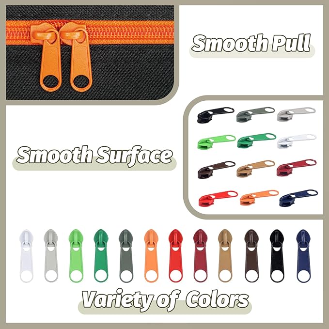 DOITEM Zipper Repair Kit - 5# Zipper Pull Rescue Kit for Clothing, Jackets, Purses, Luggage, Backpacks