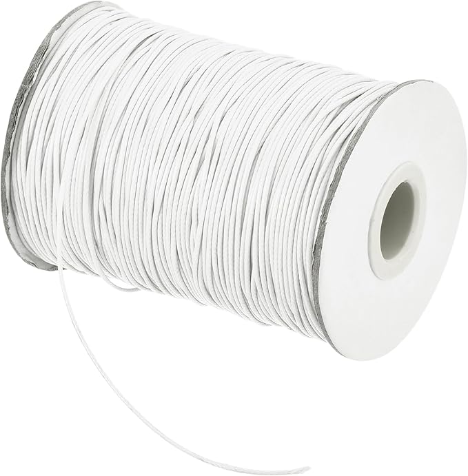 MECCANIXITY Waxed Cord 1mm Waxed Polyester Cord 175 Yard Wax String for Bracelet Making,Necklaces, Beading,Jewelry Making and DIY Crafts(White)
