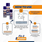 FIX & FUSION Activator Spray (13.5 Fl Oz), Instant Cure Accelerator for Cyanoacrylate (CA) Super Glue for Wood, Plastic, Rubber, Granite, and DIY & Professional, Accelerates Bonding Strength, (1 Pack)