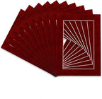 Pack of 25 Acid Free 8x10 Mats Bevel Cut for 6x8 Photos - Bright Red Suede Precut Matboards For Pictures, Photos, Framing - 4-ply Thickness