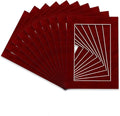 Pack of Ten Acid Free 8x10 Mats Bevel Cut for 5x8 Photos - Bright Red Suede Precut Matboards With Backing Boards and Self Seal Photo Mat Bags For Pictures, Photos, Framing - 4-ply Thickness