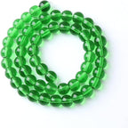 46pcs 8mm Smooth Green Crystal Glass Quartz Beads Round Loose Beads for Jewelry Making DIY Bracelet Necklace 15" Energy Healing Power Stone Beads(8mm, Green Crystal Glass)