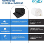 QOMFY 3" Height x 12" Width x 48" Length Charcoal Upholstery Foam Sheet | Made in USA | Multi-Purpose Foam for Upholstery, DIY, Packaging & Acoustic Projects