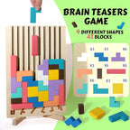 Wooden Russian Blocks Puzzle Brain Teasers Toy Tangram Jigsaw Puzzle Intelligence Colorful 3D STEM Montessori Educational Gift for Boys and Girls,Board Game Educational Toys for Toddlers 3-6 Years
