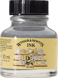 Winsor & Newton Drawing Ink, 30ml Bottle, Silver