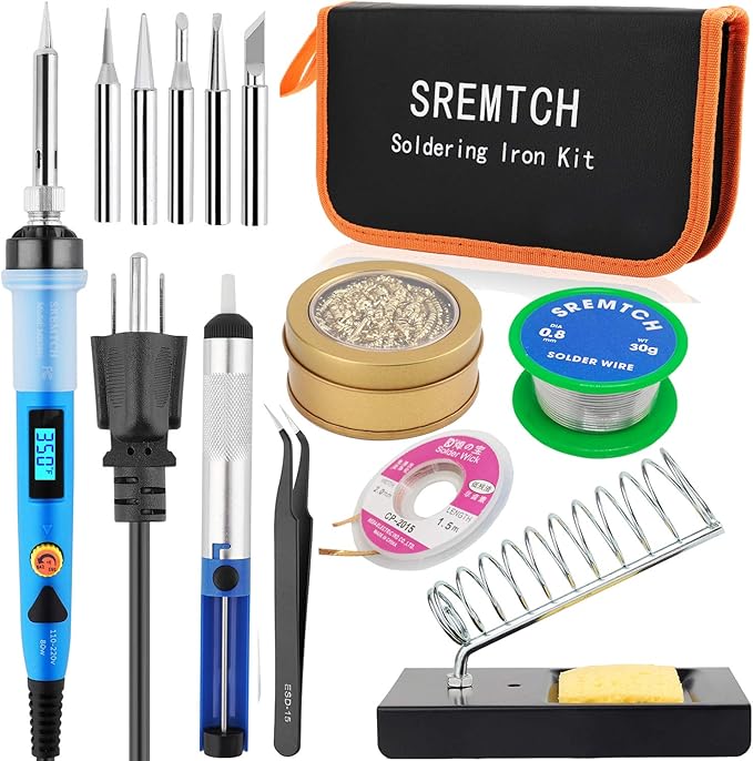Electronics Soldering Iron Kit - 80W Digital LCD Solder Gun with ON/OFF Switch Adjustable Temperature Controlled and Fast Heating Thermostatic Design Welding Tools for DIY Welding Circuit Board (80W)