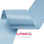 LaRibbons Light Blue Satin Ribbon 3 Inch 10 Yards Double Faced Luxury Baby Blue Silk Ribbon for Gift Wrapping Flower Bouquets Bow Christmas Wedding Party Decoration