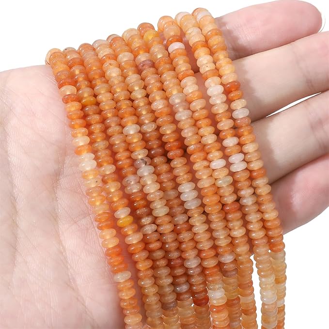 Natural Red Aventurine Disk Stone Beads 4x2mm 160pcs Rondelle Loose Semi Gemstone Beads for Jewelry Making Design