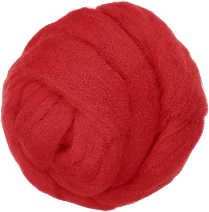 PATIKIL Wool Roving Yarn, 150G/5.3OZ Soft Felting Wool Pure Chunky Roving Yarn Bulk for Needle Felting Knitting Blanket Spinning Weaving DIY Craft, Red