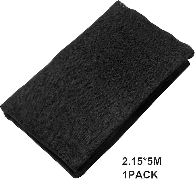 Boao Halloween Cheese Cloth 85 x 197 Inch Black Cheesecloth Roll for Crafts Large Cotton Muslin Gauze Fabric for Halloween Outdoor & Indoor Spooky Decoration