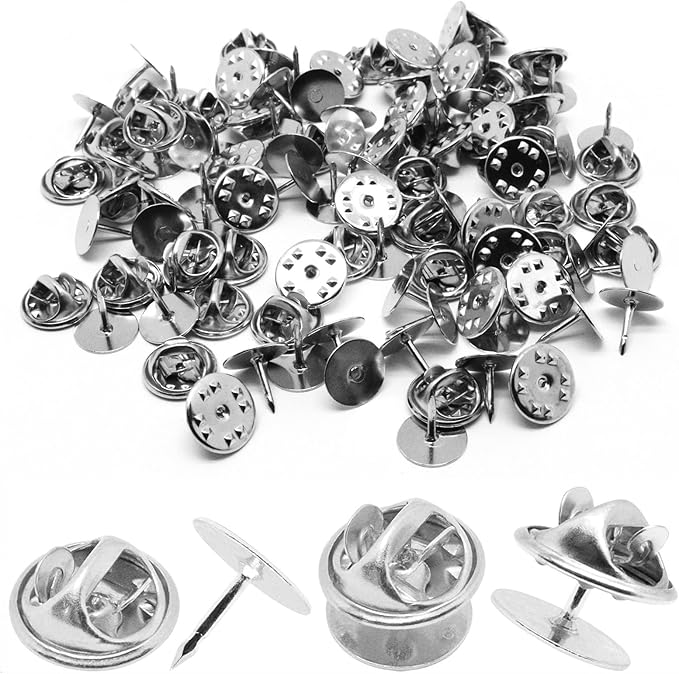 50 Set Pin Backs, Blank Pins Scatter Butterfly Clutch Pin Holder Enamel Pin Locking Backs Tie Tacks Jewelry Pin Backings Clasp for Brooch Lapel Hat Uniform Badges Tie Tack (10mm, Silver)