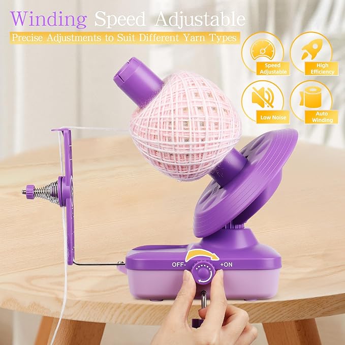 Electric Yarn Winder for Crocheting-Automatic Crochet Yarn Ball Winder for Perfect Neat Cakes-Stepless Speed with Strong Tension, Tangle-Free Knitting Gift for Seniors with Arthritic Hands(B)
