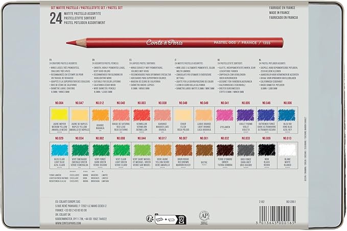 Conté à Paris Pastel Pencils with 24 Assorted Colors