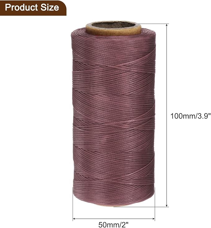 uxcell 150D 0.8mm Flat Waxed Thread 284 Yards Polyester Leather Sewing Waxed String Hand Stitching Waxed Cord for Leather Stitching Sewing Bookbinding DIY Craft Brick Red