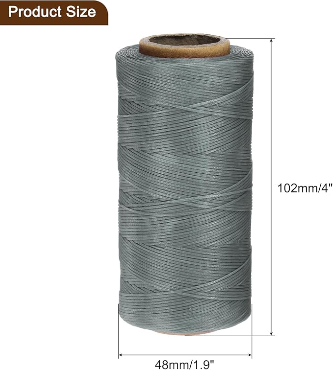 uxcell Leather Sewing Waxed Thread, 284 Yards / 260m 0.8mm 150D Flat Polyester All-Purpose Threads for Leather Crafts, Bookbinding, Grey