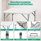 HLPB 34'' Square Folding Card Table 2 Pcs, Fold-in-Half Portable Dining Table with Handle and Safety Lock, Foldable Plastic Dining Table Indoor Outdoor for Camping, Picnic and Party Event, White