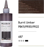 MEEDEN Burnt Umber Acrylic Paint: Matte Finish 250ml/8.45oz Soft Body Bulk Acrylic Colors in Matte Finish - Fluid Flow Art Paints for Artists Canvas Painting
