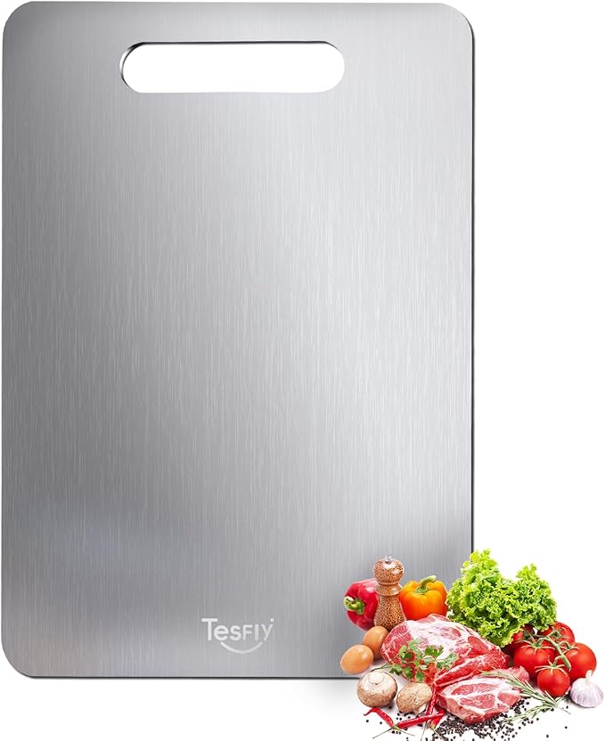 New Titanium Cutting Board - 100% Pure Titanium Cutting Boards For Kitchen,Easy to clean, Double-sided food-grade Cutting Board For Cutting Meats, Fruits And Vegetables（18 * 12）