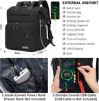 Crochet Backpack,Knitting Bag Backpack Yarn Storage Organizer Travel Crochet Bag with USB Charging Port,Yarn Tote Bag Yarn Holder Case for Knitting Needles, Crochet Hooks,Crochet Accessories,Black