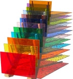 ILLUCKAI 12 Sheets Rainbow Transparent Stained Glass Sheet, 4 x 6 inch Cathedral Art Glass Supplies for Stained Glass Projects and Mosaic Making Crafts