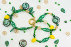 2.1oz (60g) of Focal Czech Glass Bead Mix with Lemon Shaped Beads, Seashel Beads and Leaf Beads, Emerald