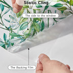 NINETREX Stained Glass Window Film 3D Decorative Cling, Sun Blocking Static Cling Removable Film for Glass Door, Home Decor Window Cover Non-Adhesive 45.2 x 157.4 inches, Leaf