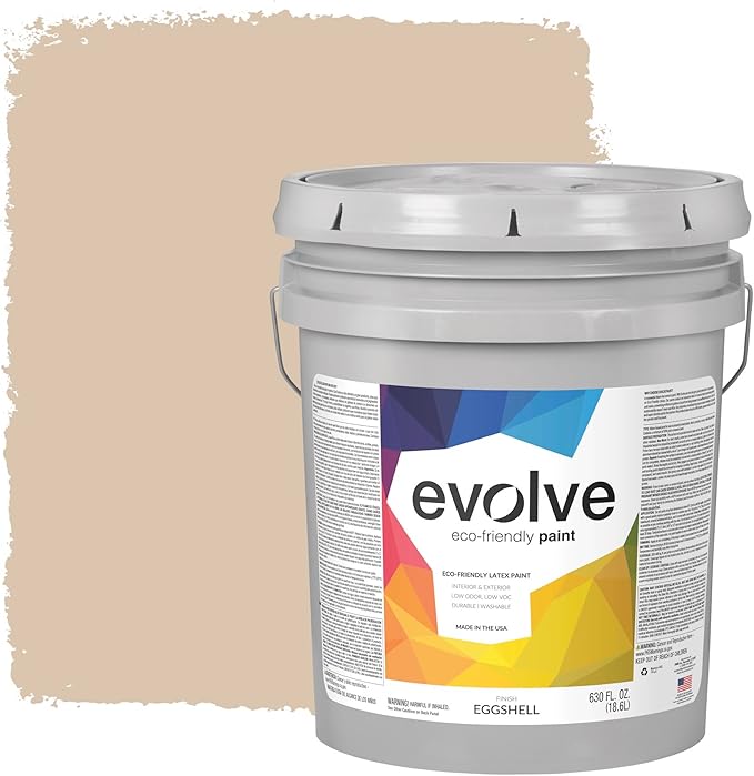 EVOLVE Paint & Primer: Environment-friendly, Low Sheen with One-coat Coverage for Interior & Exterior surfaces (Natural Beige, 5-Gallon)
