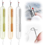 2 in 1 Needle Threader Seam Ripper Tool for Easy Needle Threading and Stitch Removal, Multifunctional Hand Sewing Tools Automatic Threading Tool Stitch Ripper (Beige & Green & White)