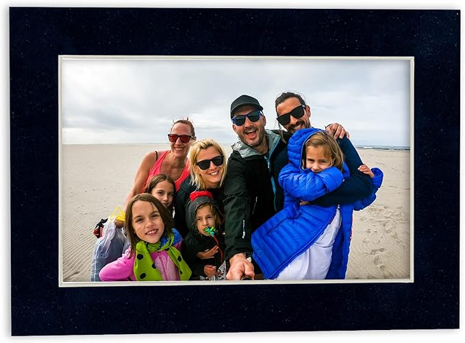 Pack of Ten Acid Free 8x10 Mats Bevel Cut for 5x8 Photos - Navy Suede Precut Matboards With Backing Boards and Self Seal Photo Mat Bags For Pictures, Photos, Framing - 4-ply Thickness
