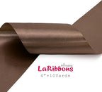 LaRibbons Brown Satin Ribbon 4 Inch 10 Yards Double Faced Luxury Mocha Silk Ribbon for Gift Wrapping Flower Bouquets Bow Christmas Wedding Party Decoration