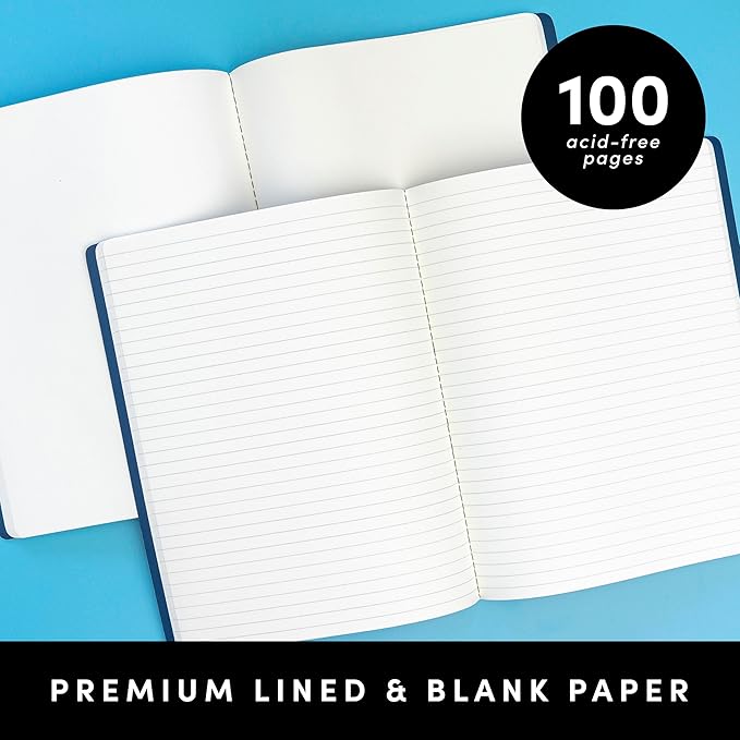 PAPERAGE Soft Cover Blank Journal Notebook, 2 Pack, (Lavender), 100 Pages, Large 7.5 inches x 9.5 inches, Ideal for Sketch Book, Note Taking & Travel Journal