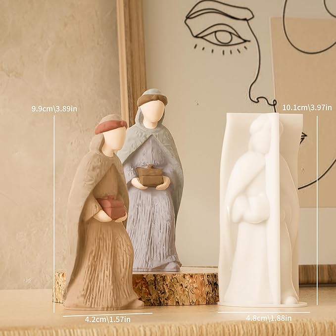 Nativity Scene Molds - Jesus, Maria, Angel & Nativity Designs - Resin Casting & Silicone Molds for Candle Making & Home Decor Wave Candle Mold