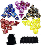SmartDealsPro Retro Polyhedral Dice Sets with Pouches for D&D DND RPG MTG Dungeon and Dragons Table Board Roll Playing Games D4 D6 D8 D10 D% D12 D20