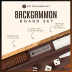 Get The Games Out Backgammon Set, Classic Board Game Case, 2 Players, Includes Strategy & Tip Guide, Perfect for Parties and Family Game Nights - Large, Map