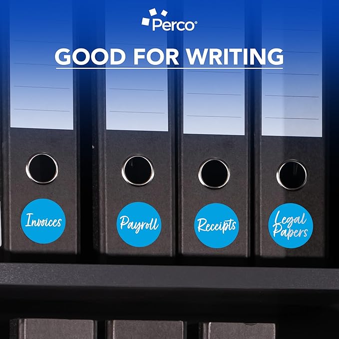 Perco Light Blue 3-Inch Round Circle Dot Sticker Labels - Multi-Roll Pack (3 Rolls, 500 Labels Each) - Permanent Adhesive, Vibrant Colors, Strong Hold - Perforated for Easy Use - Made in USA