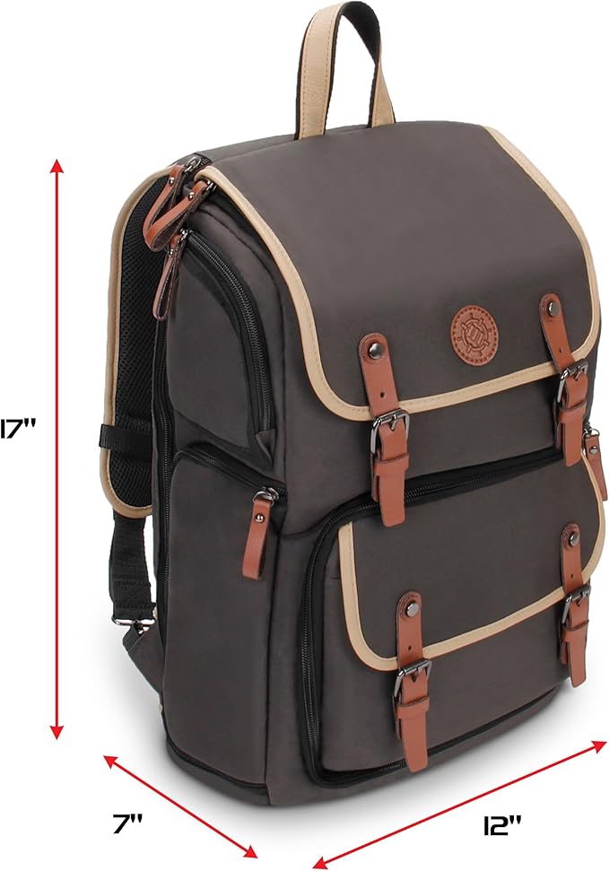 ENHANCE Designer Edition TCG Backpack - MTG Deck Bag Card Binder Space, TCG Deck Box Storage, MTG Playmat Holder - Card Storage Compatible with Magic the Gathering, Pokemon, Lorcana (Canvas Grey)