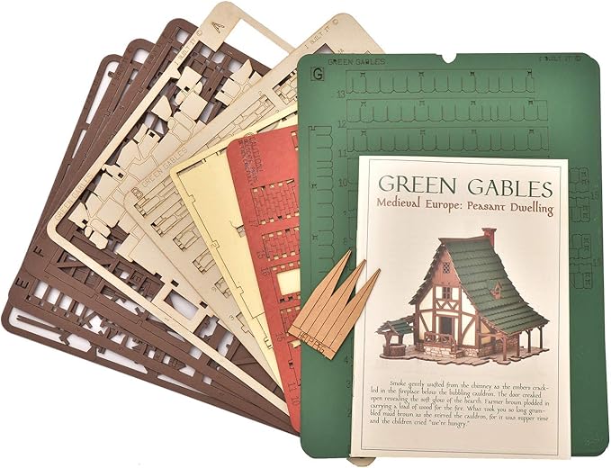 Green Gables P - 3D Wooden Puzzle - DIY 28mm Scale Model Building Kit for Adults - Creative Gift - Tabletop Miniature Terrain Kit - Realistic (Green Gables 14/4.8)