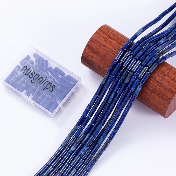 Natural Lapis Lazuli Cylinder Tube Beads 4x13mm 38cm/str Loose Semi Gemstone Stone Beads for Making Bracelets Necklace Earrings
