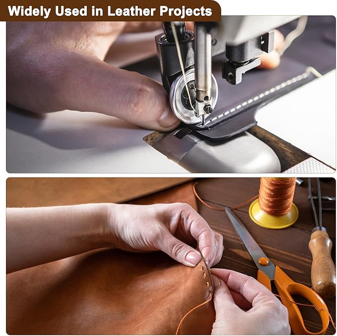 uxcell 150D 0.8mm Flat Waxed Thread 284 Yards Polyester Leather Sewing Waxed String Hand Stitching Waxed Cord for Leather Stitching Sewing Bookbinding DIY Craft Dark Brown