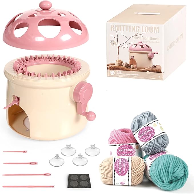 SENTRO Knitting Machines, 32 Needles Knitting Loom Smart Knitting Board Rotating Double Weaving Machine Kit for Kids and Adults Pink