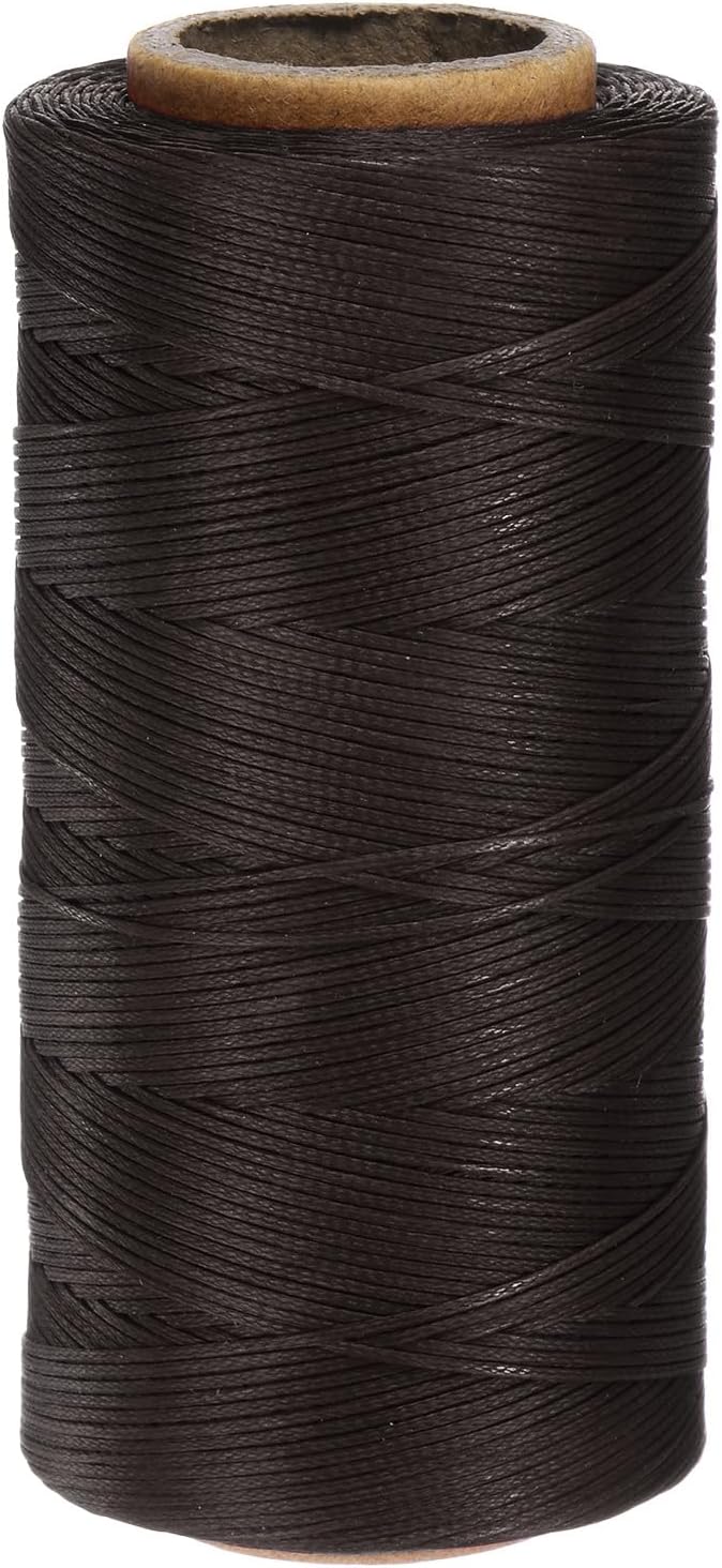 uxcell 150D 0.8mm Flat Waxed Thread 284 Yards Polyester Leather Sewing Waxed String Hand Stitching Waxed Cord for Leather Stitching Sewing Bookbinding DIY Craft Dark Brown