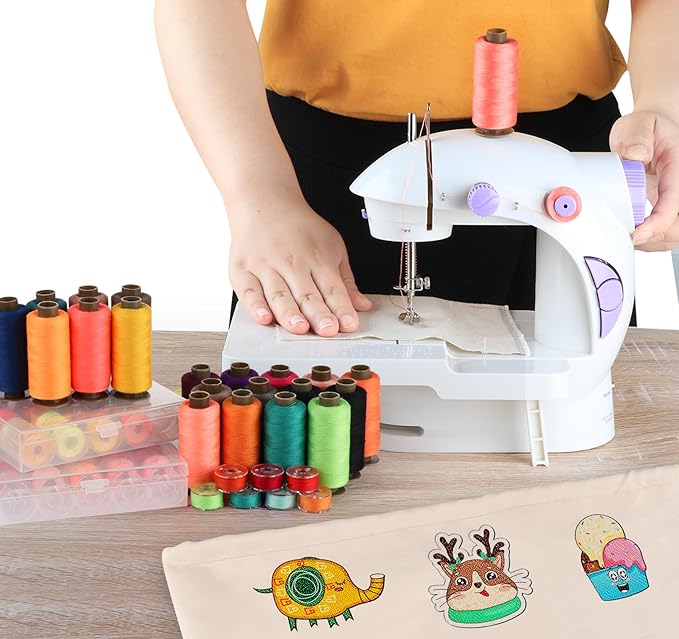 90 Pcs 45 Colors Sewing Thread &Prewound Bobbins Thread, 600yard Thread for Sewing Machine, Sewing Supplies, Polyester Sewing Machine Kit for Hand Sewing, Stitching, DIY