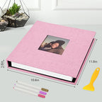 Zesthouse Photo Album Self Adhesive with Picture Display Window, 3-Ring Scrapbook Albums 60 Pages Holds 8x10 5x7 4x6 Photos, DIY Photo Book Ideal Gift for Family Wedding Baby