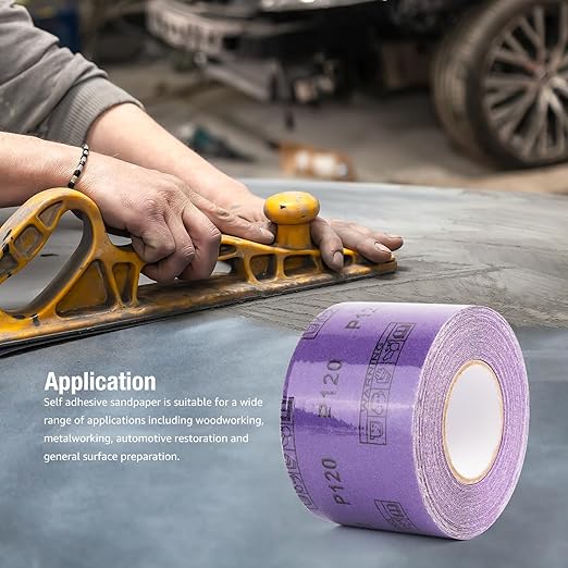 60 Grit PSA Purple Film Ceramic Sandpaper Roll, 2-3/4" Wide Continuous 10 Yard Longboard Sanding Roll Wet Dry Sanding Blocks Self Adhesive Sticky Back Sanding Sheets for Woodworking Automotive
