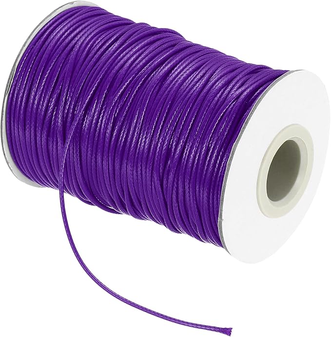 MECCANIXITY Waxed Cord 1.5mm Waxed Thread 87 Yard Wax String Leather Cord for Bracelet Making, Necklaces, Beading, Jewelry Making and DIY Crafts(Dark Purple)