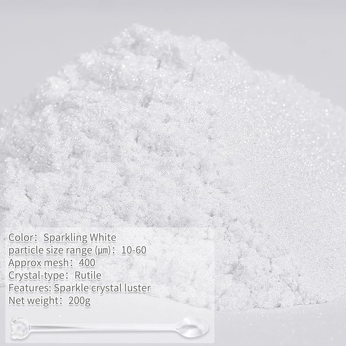 Mica Powder,7.05OZ（200g）,Sparkling White Mica Powder Pigment for Epoxy Resin，Lip Gloss，Car Paint，Dye，Soap Making，Nail Polish,Epoxy Resin,Candle Making,Bath Bombs